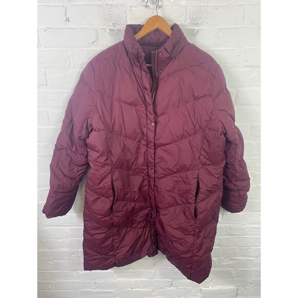 Lands' End Women’s Full Zip-UP Puffer Jacket Long Sleeves Maroon Size XL - Picture 1 of 4